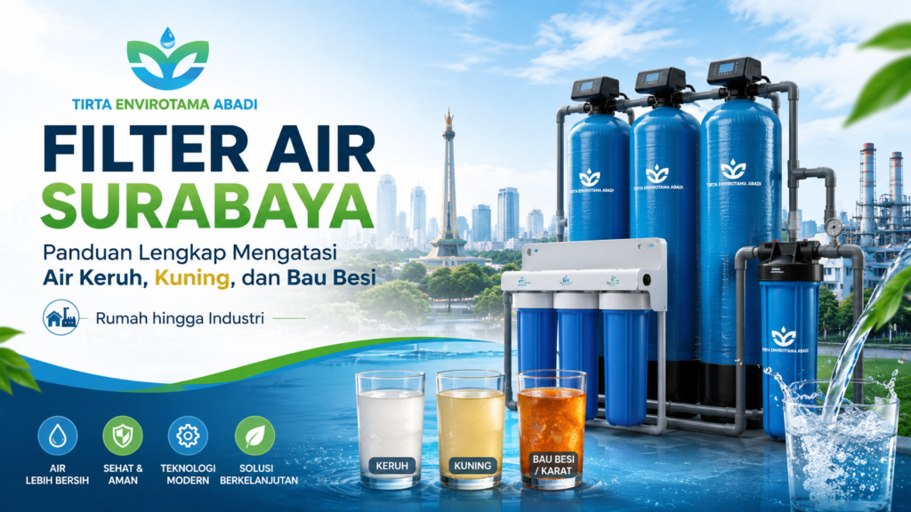 Instalasi filter air dan water treatment plant di Surabaya untuk mengatasi air keruh dan bau besi