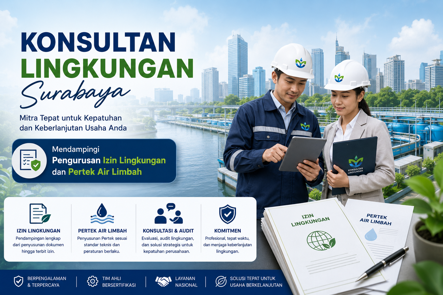 Konsultan lingkungan Surabaya mendampingi pengurusan izin lingkungan dan Pertek air limbah