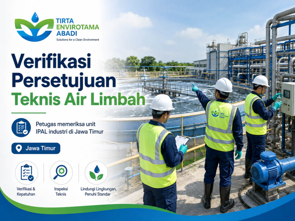 Petugas memeriksa unit IPAL industri sebagai bagian dari verifikasi persetujuan teknis air limbah di Jawa Timur
